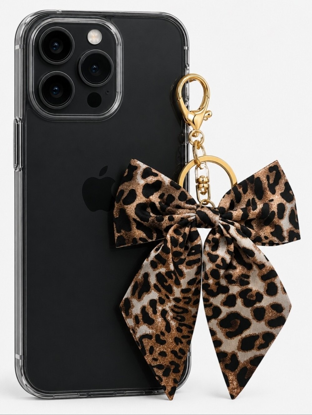 Leopard Bow Charm Keychain